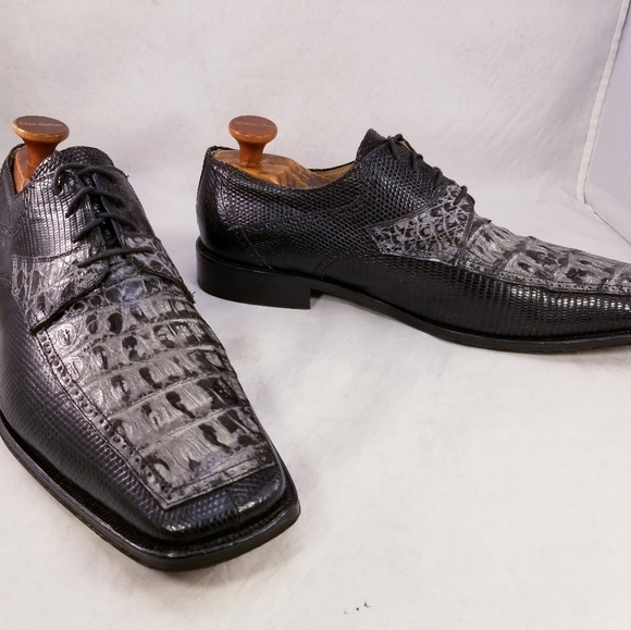 DAVID EDEN GENUINE CROCODILE LIZARD MEN SHOES OXFORDS BLACK GRAY SIZE 13 EUC - Picture 9 of 13